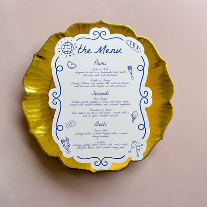 Capri Menu Blue and White Wedding or Event Place Cards and Menus