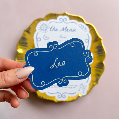 Capri Menu Blue and White Wedding or Event Place Cards and Menus