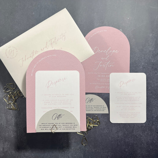 Whimsical Dusty Pink Layered Arch Invitation Set