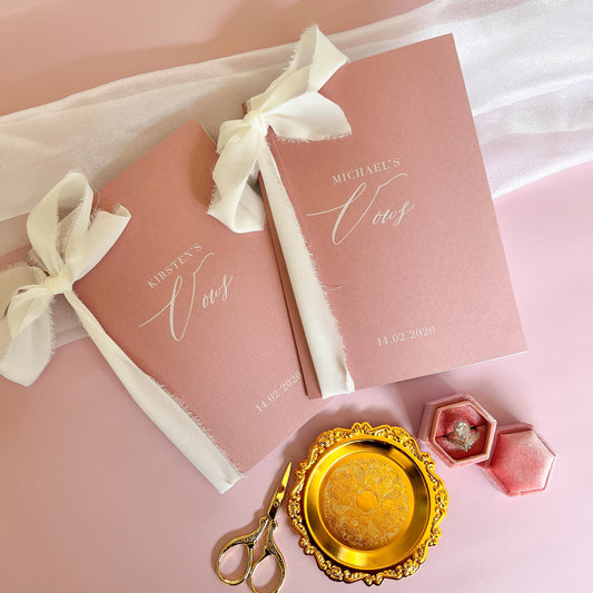 Personalised Wedding Vows Booklets Dusty Pink (or choose your colour)