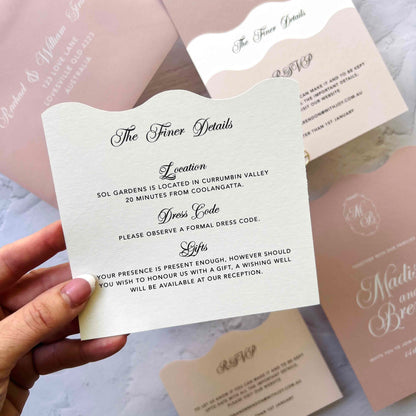 Harmonious Wavy Layered Wedding Invitation Suite- Dusty Pinks