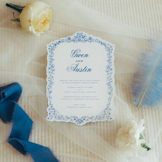Enchanted Garden Dusty Blue Wedding Invitation Suite