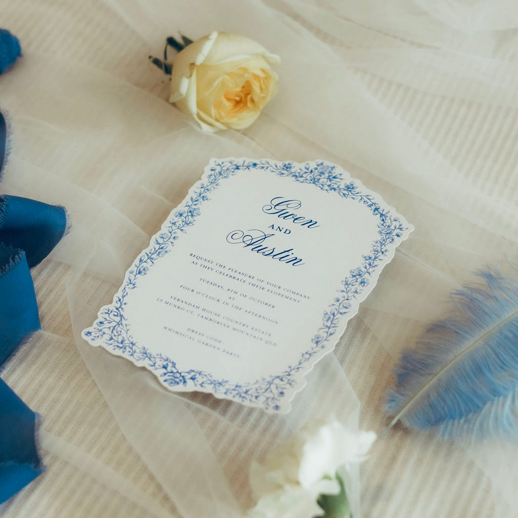 Enchanted Garden Dusty Blue Wedding Invitation Suite
