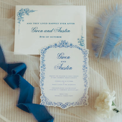 Enchanted Garden Dusty Blue Wedding Invitation Suite