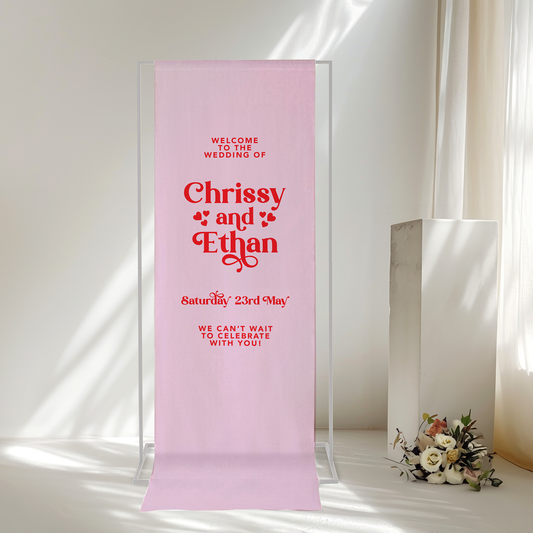 Heartbeats Fabric Wedding Welcome Sign