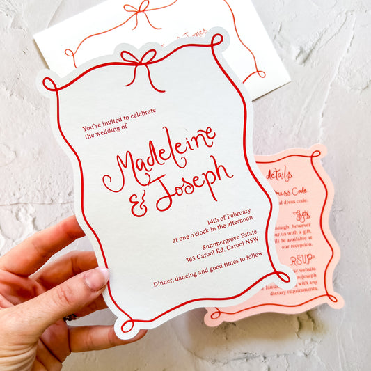 Amour Pink and Red Wedding Invitation Set