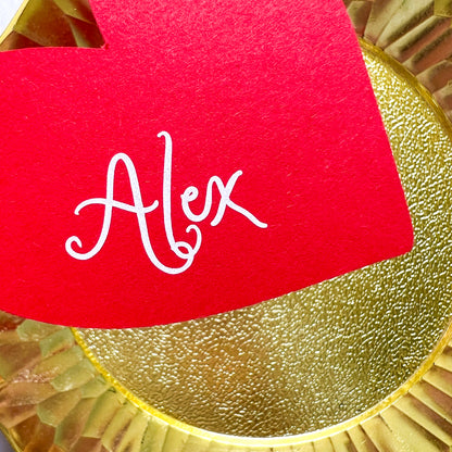 Amour Wavy Menu with heart shaped place card