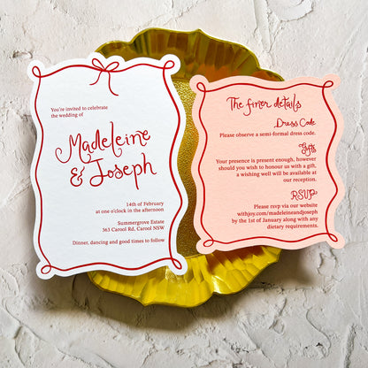 Amour Pink and Red Wedding Invitation Set
