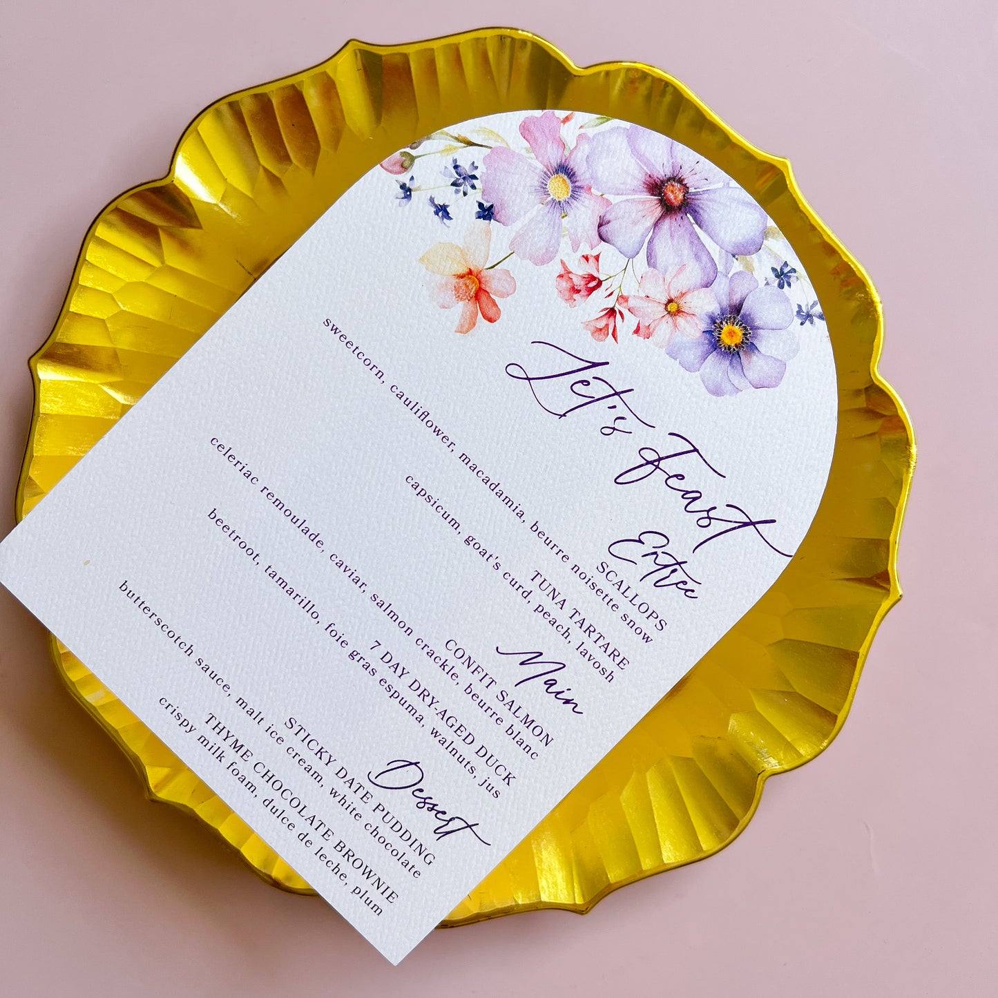 Day Dreaming Printed Menu
