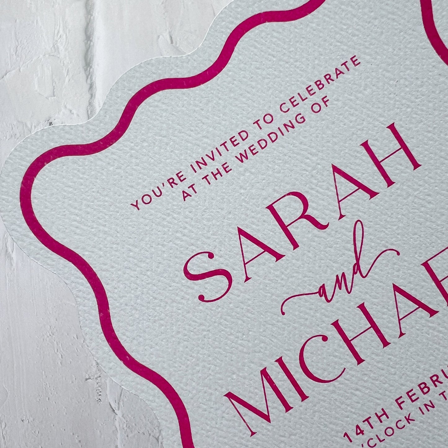 Allure Wave Pocket Arch Invitation Hot Pink and Burnt Orange