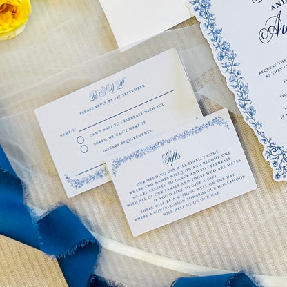 Enchanted Garden Dusty Blue Wedding Invitation Suite