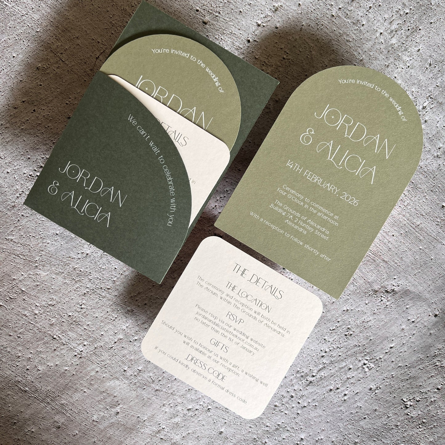 Alicia Sage Green Pocket Arch Invitation
