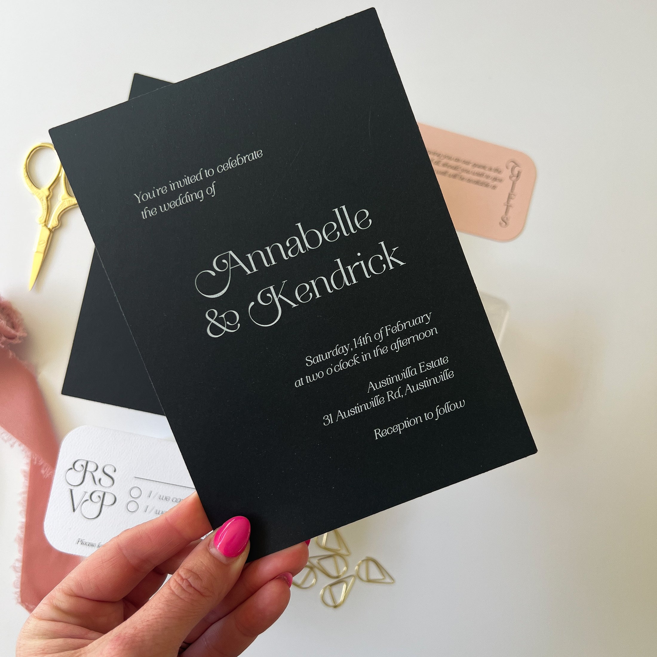 White Ink Printing Affordable Modern Neutral Nude Invitations Printed ...