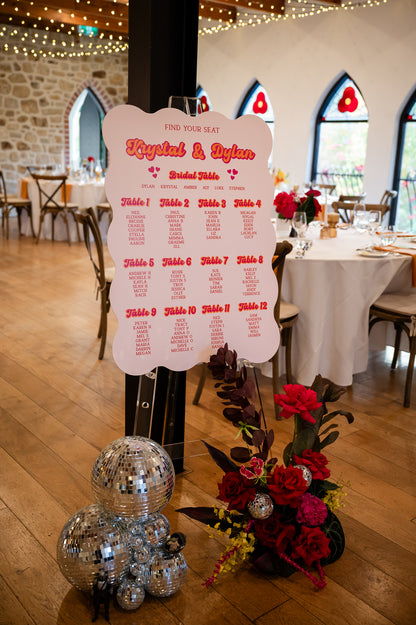 Vivid Vibes Wedding Welcome Sign and Seating Chart Package