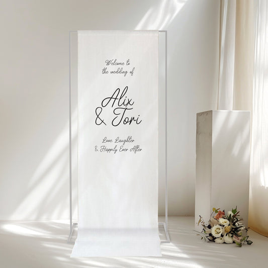 Precious Fabric Wedding Welcome Sign