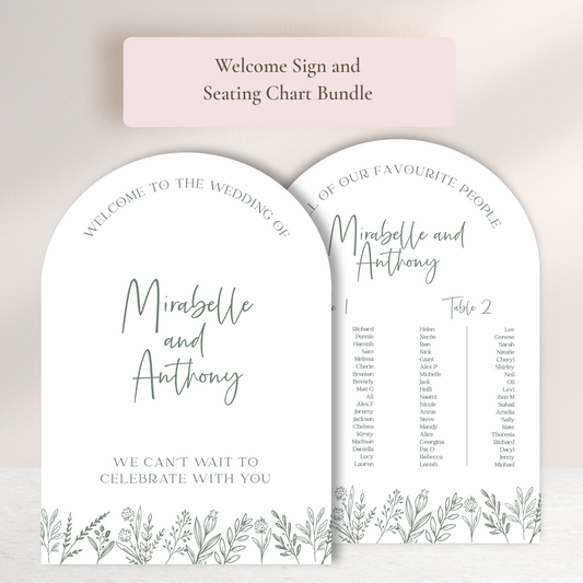 Mirabelle Wedding Welcome Sign and Seating Chart Package