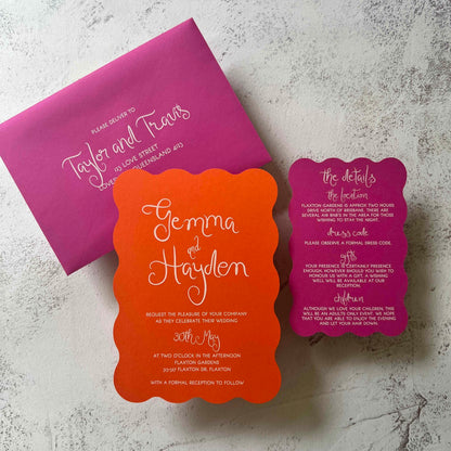 Playful Wavy Wedding Invitation Set