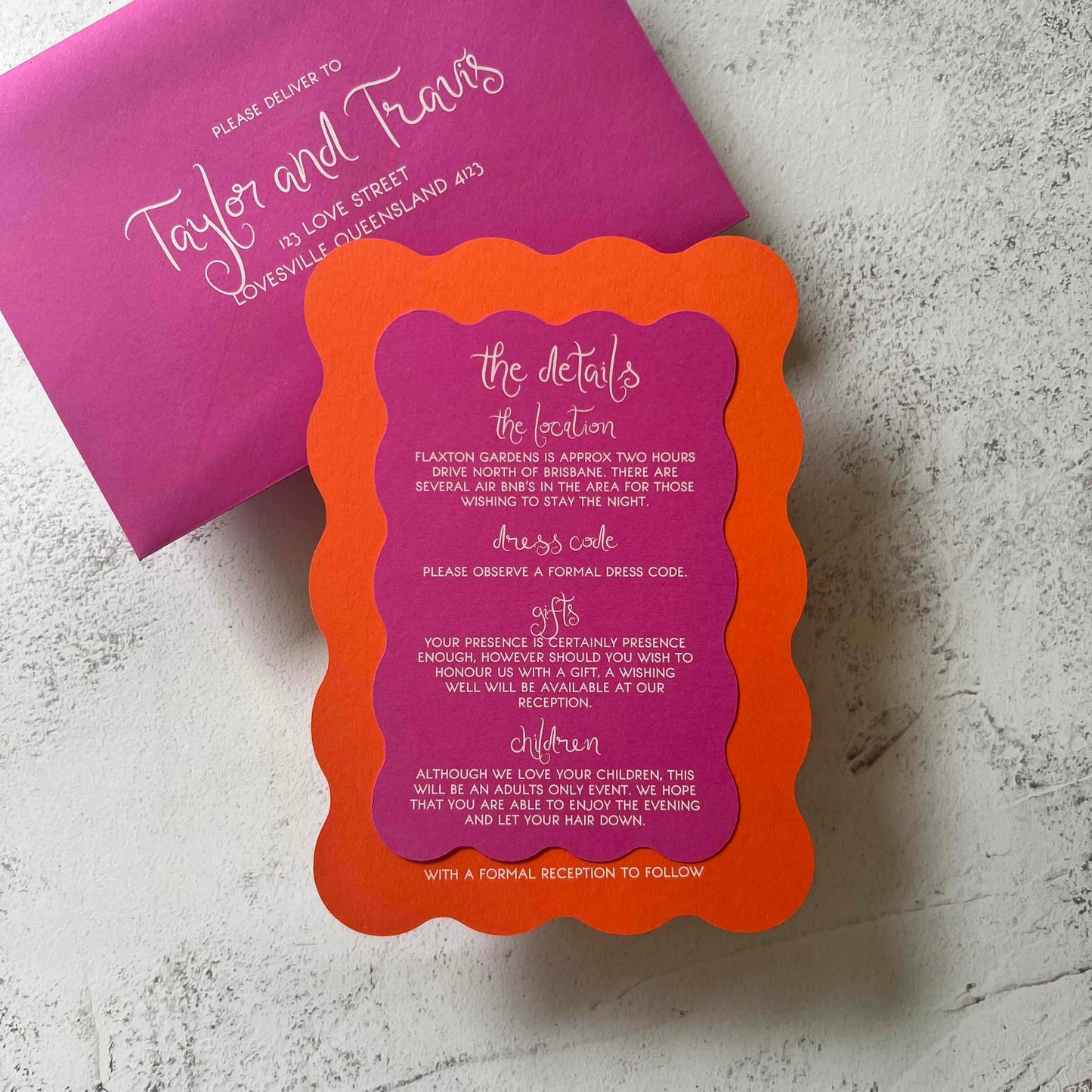 Playful Wavy Wedding Invitation Set
