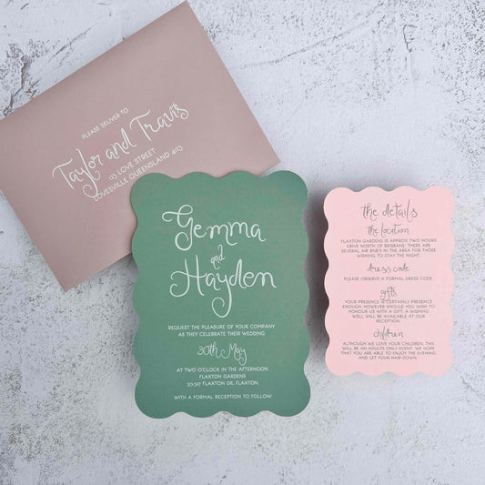 Playful Wavy Wedding Invitation Set