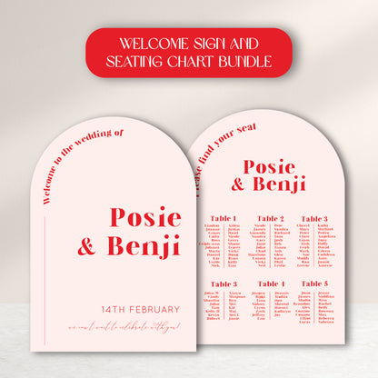 Posie Wedding Welcome Sign and Seating Chart Package