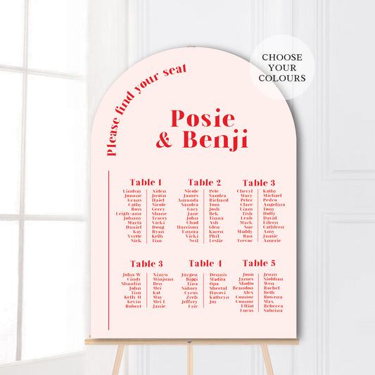 Posie Seating Chart Sign - Wedding - Hen's Party- Birthday