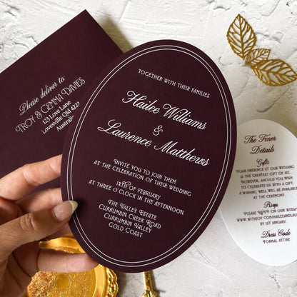 Prestige Burgundy Die Cut Wedding Invitation Set- Choose your shape and colour