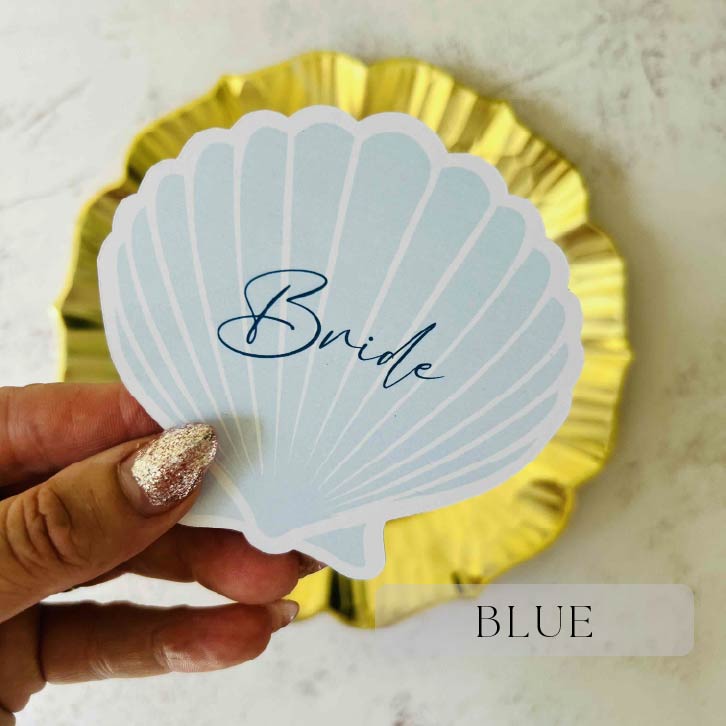 Seashell Printed Wedding Place Card - choose your colour - choose your font