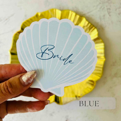 Seashell Printed Wedding Place Card - choose your colour - choose your font