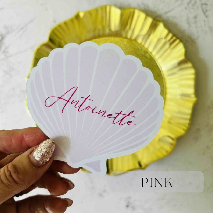 Seashell Printed Wedding Place Card - choose your colour - choose your font