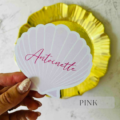Seashell Printed Wedding Place Card - choose your colour - choose your font
