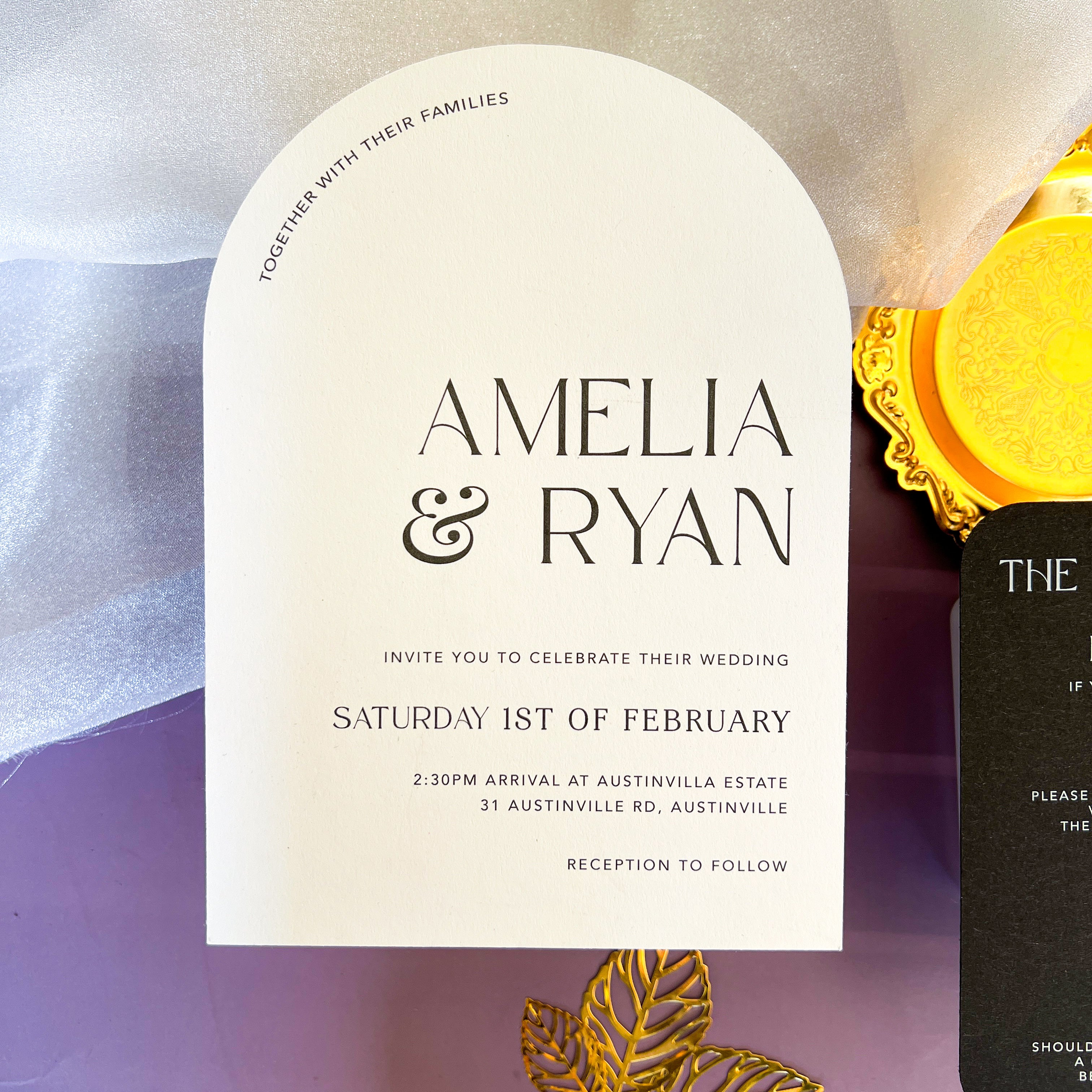Column Arch Invitation Black & White Arch Wedding Invitations | Printed Wedding Invites ...