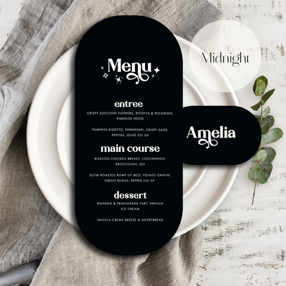 Stardust menu and place card set
