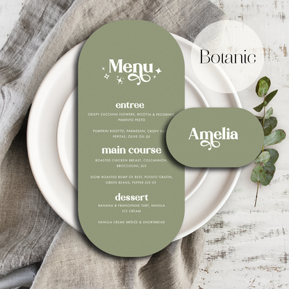 Stardust menu and place card set