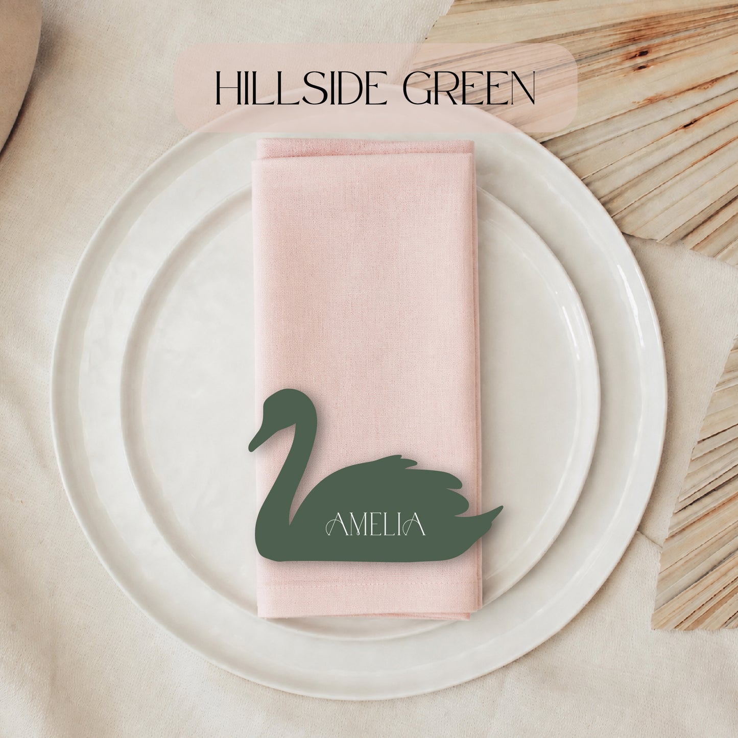 Swan Shaped Wedding Place Cards: Personalized Die Cut Name Cards- Choose your Colour