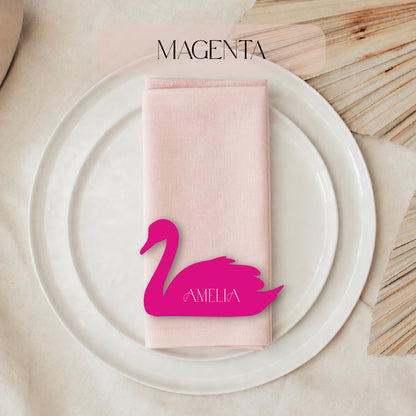 Swan Shaped Wedding Place Cards: Personalized Die Cut Name Cards- Choose your Colour