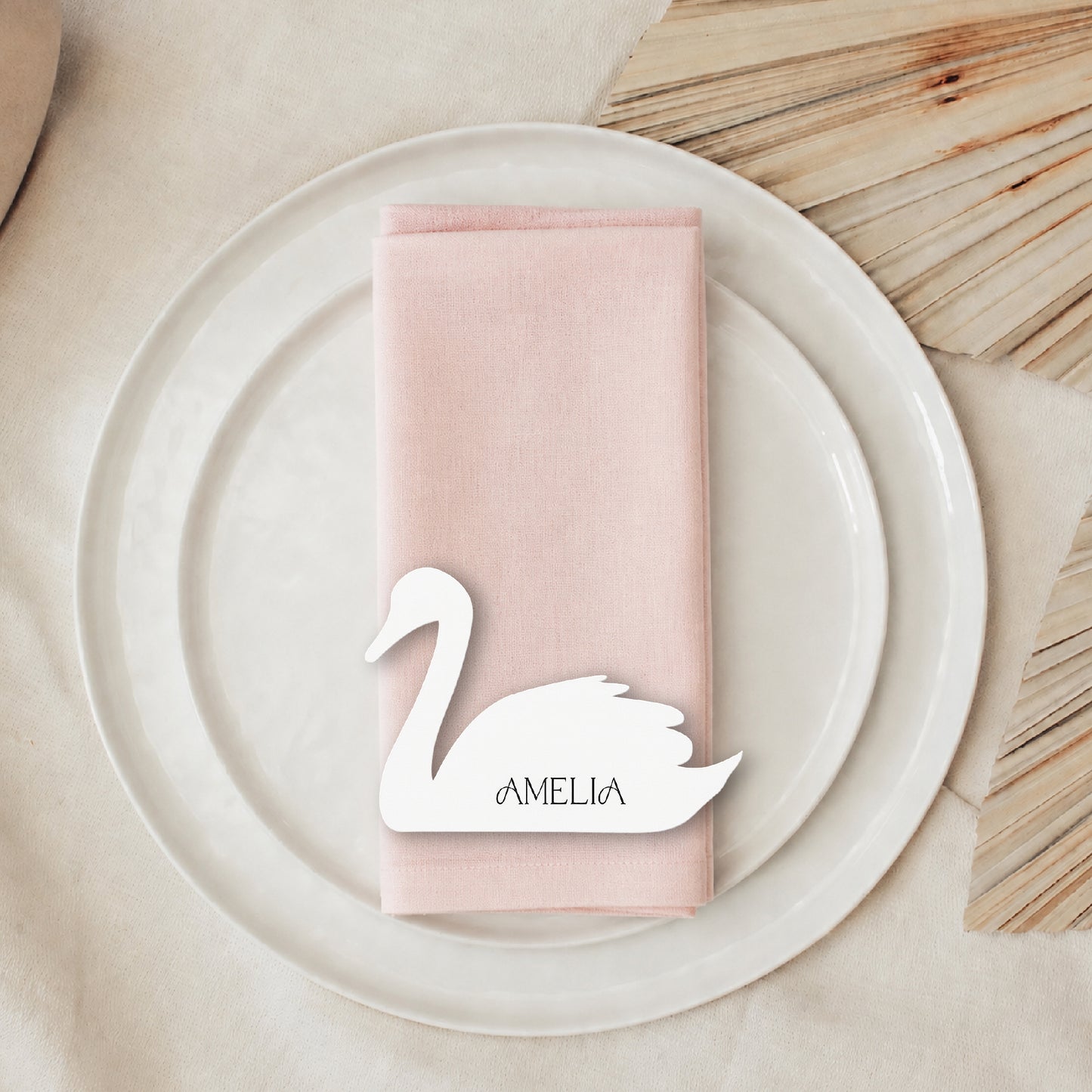 Swan Shaped Wedding Place Cards: Personalized Die Cut Name Cards- Choose your Colour