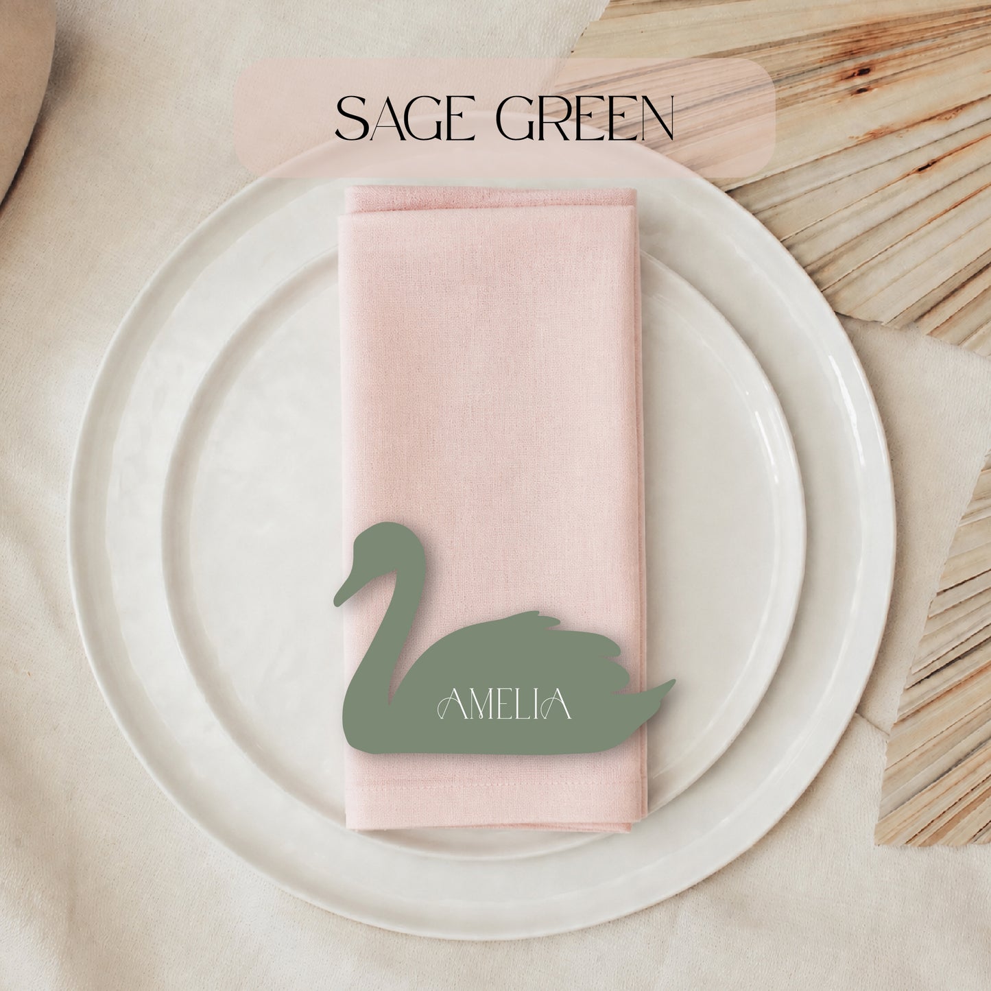 Swan Shaped Wedding Place Cards: Personalized Die Cut Name Cards- Choose your Colour
