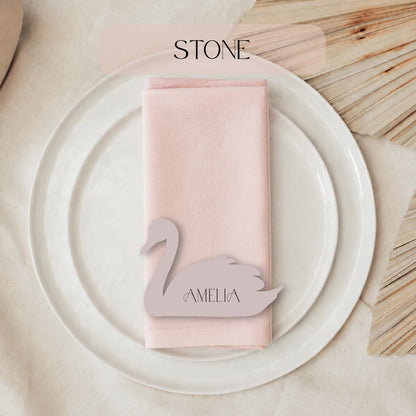 Swan Shaped Wedding Place Cards: Personalized Die Cut Name Cards- Choose your Colour