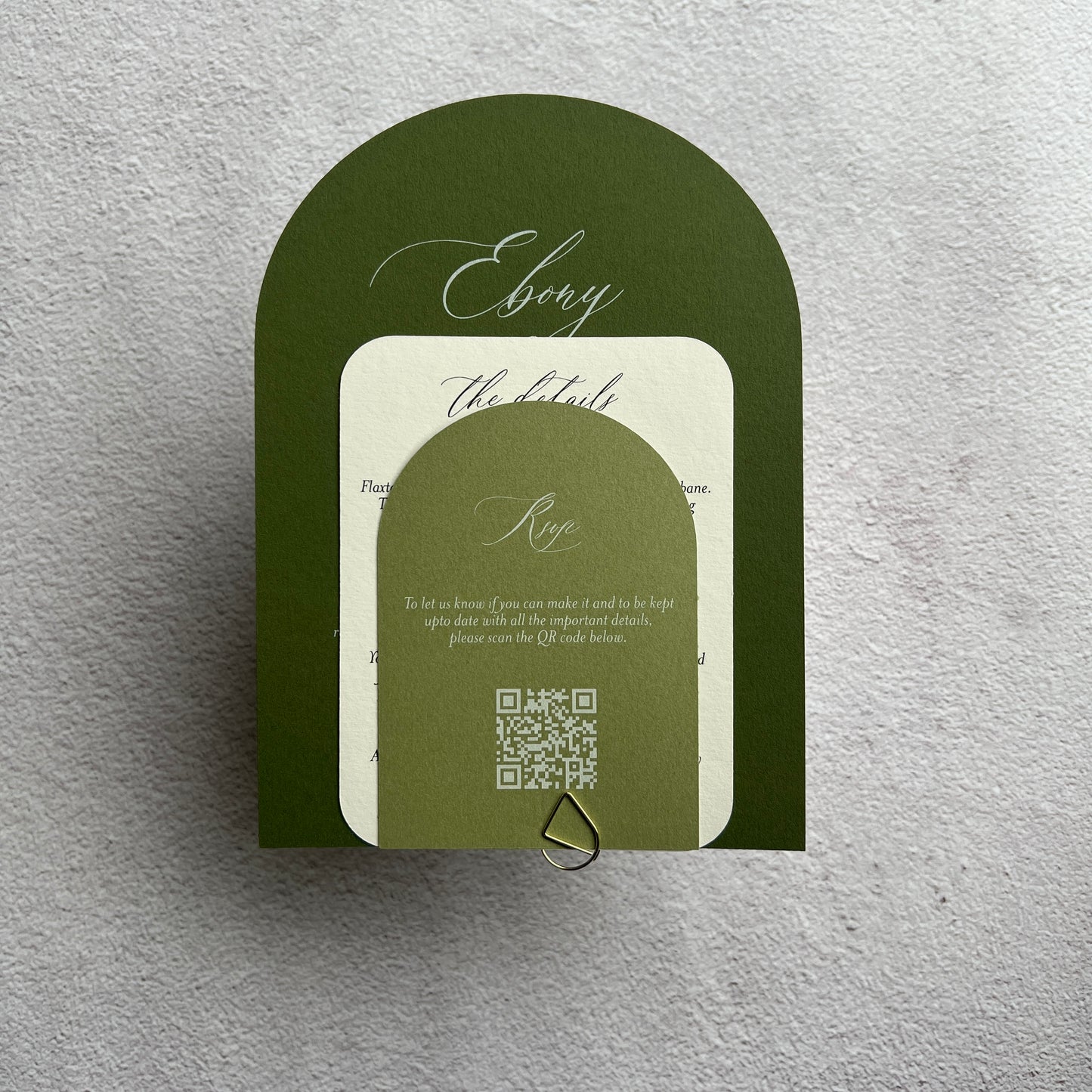Timeless Arch Wedding Invitation Set Green