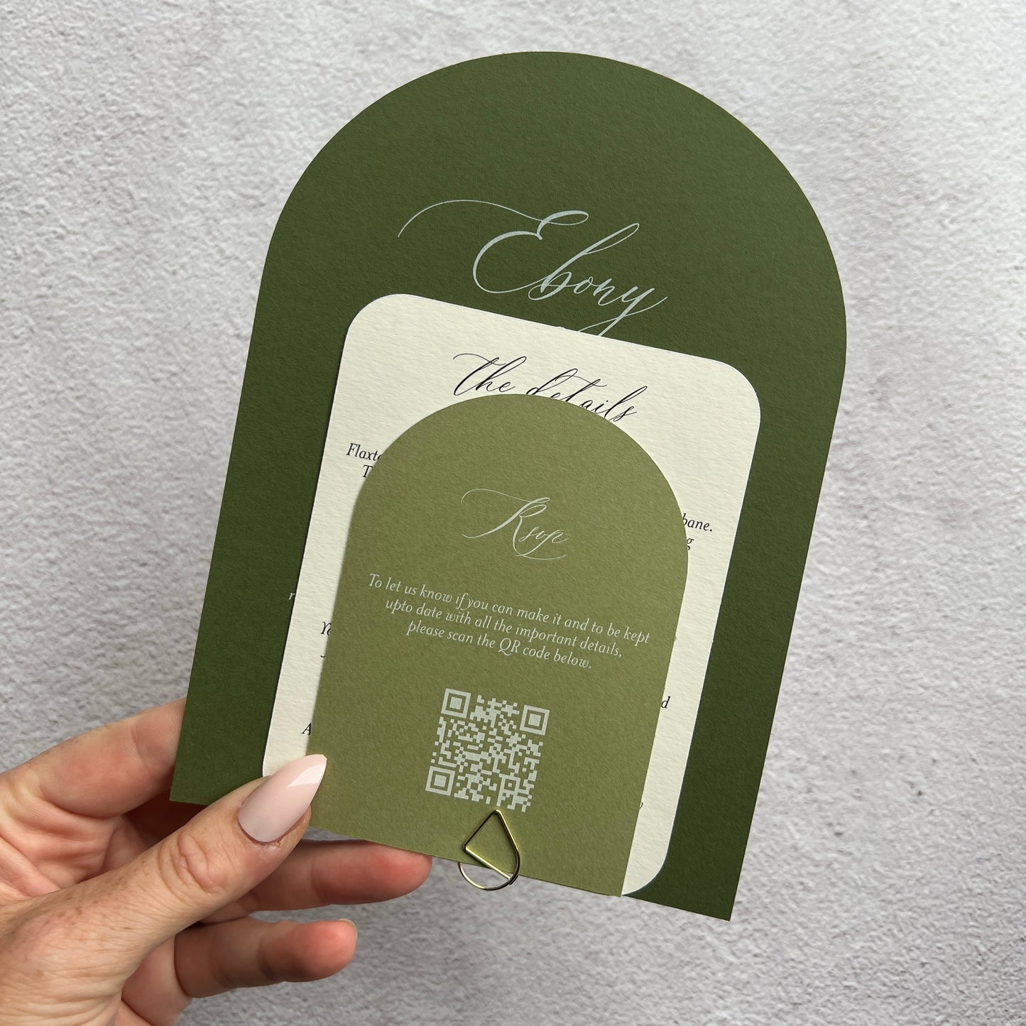 Timeless Arch Wedding Invitation Set Green