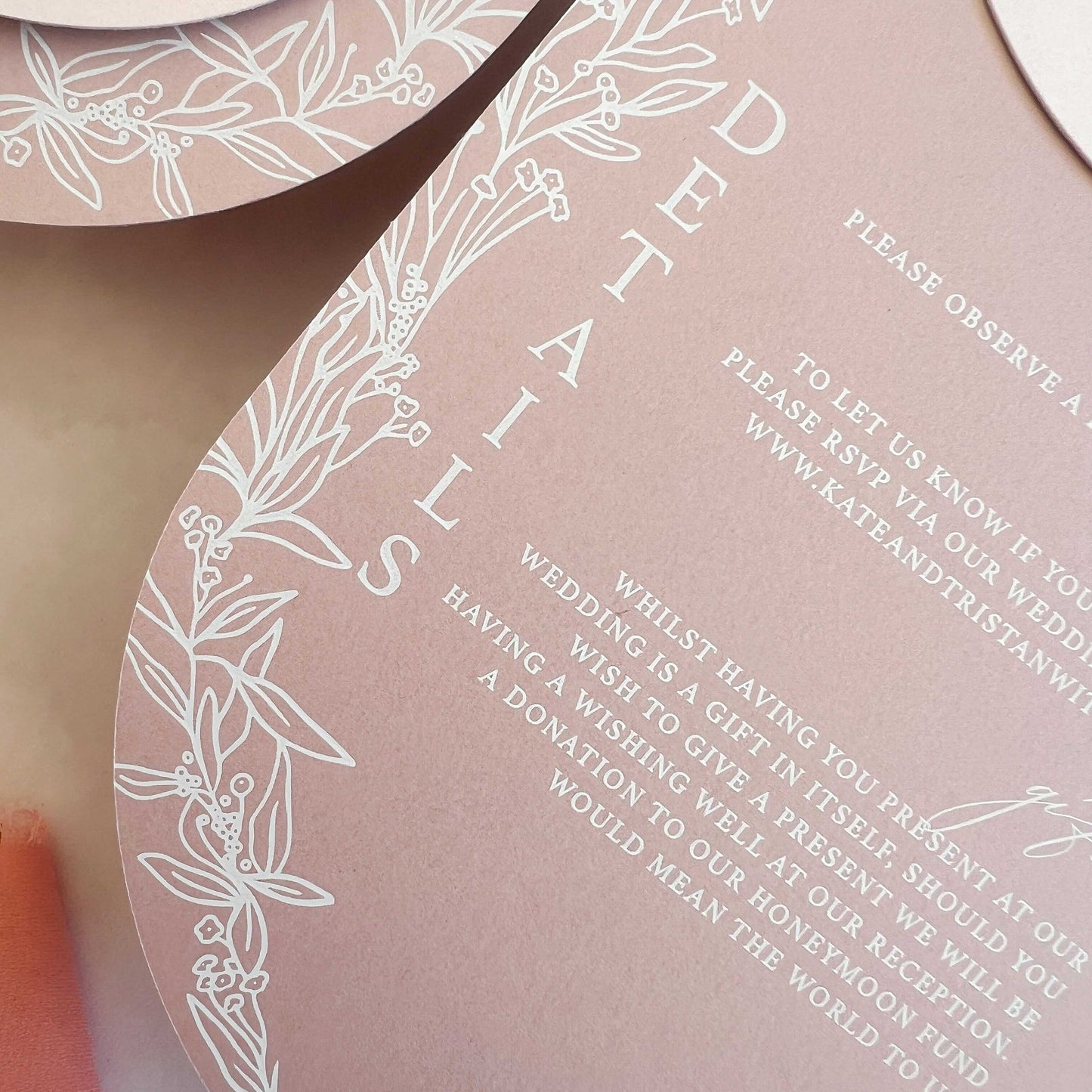 Valentina Oval Layered Pink Wedding Invitation Suite