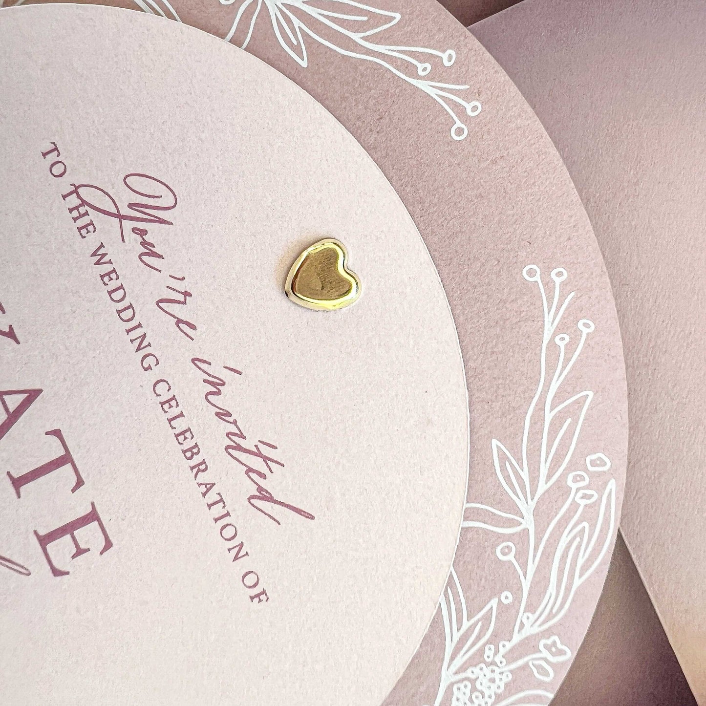 Valentina Oval Layered Pink Wedding Invitation Suite