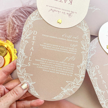 Valentina Oval Layered Pink Wedding Invitation Suite
