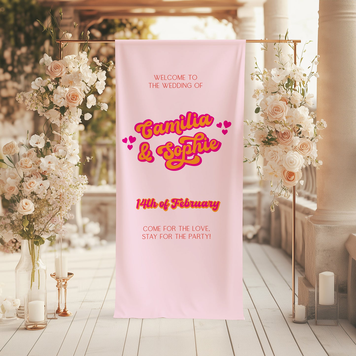 Vivid Vibes Fabric Wedding Welcome Sign