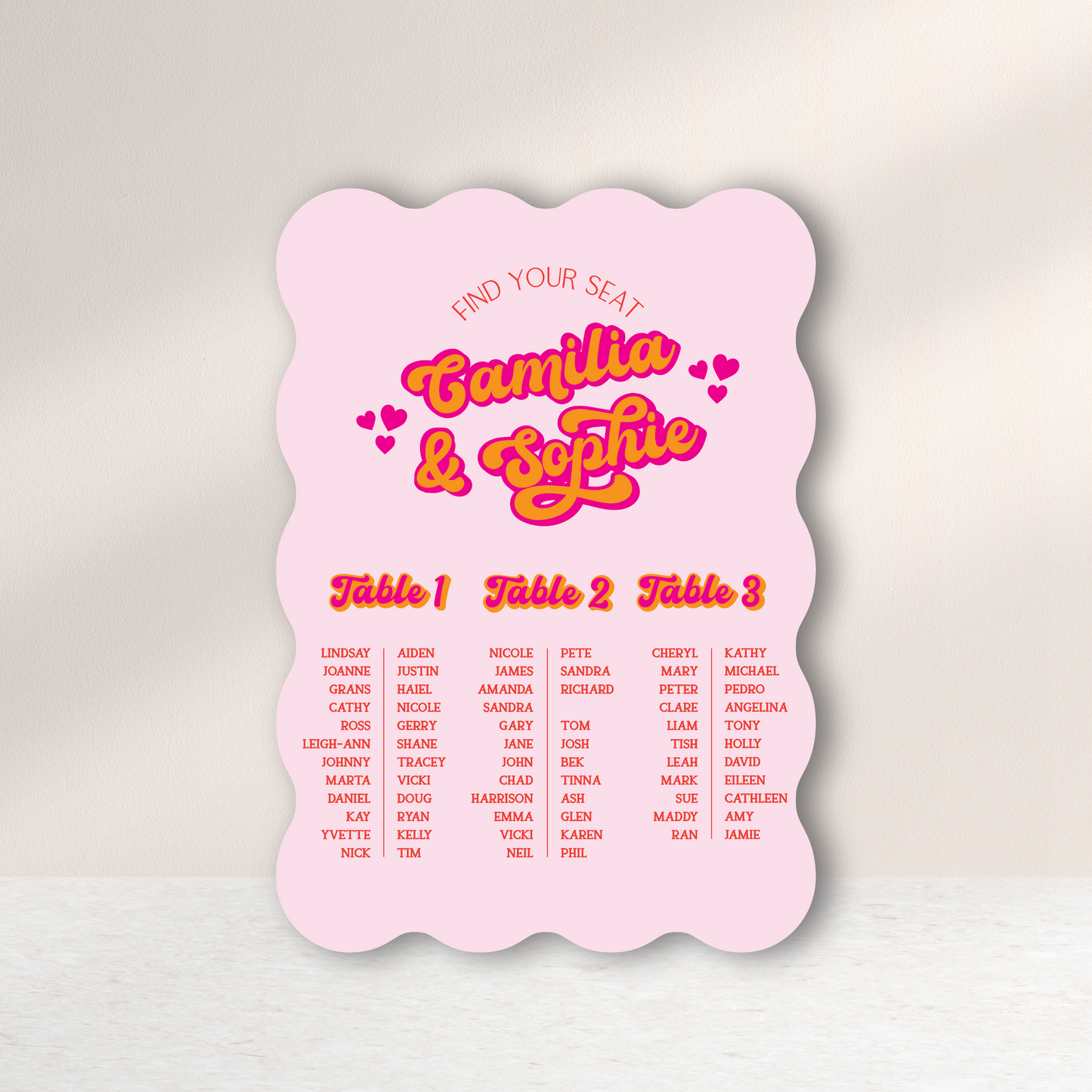 Vivid Vibes Seating Chart Sign