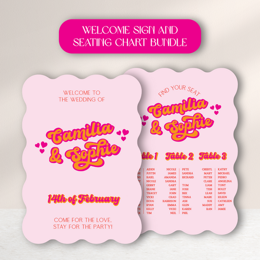 Vivid Vibes Wedding Welcome Sign and Seating Chart Package