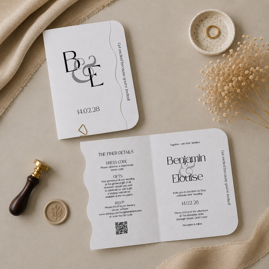 Insignia Wavy All in One Wedding Invitation