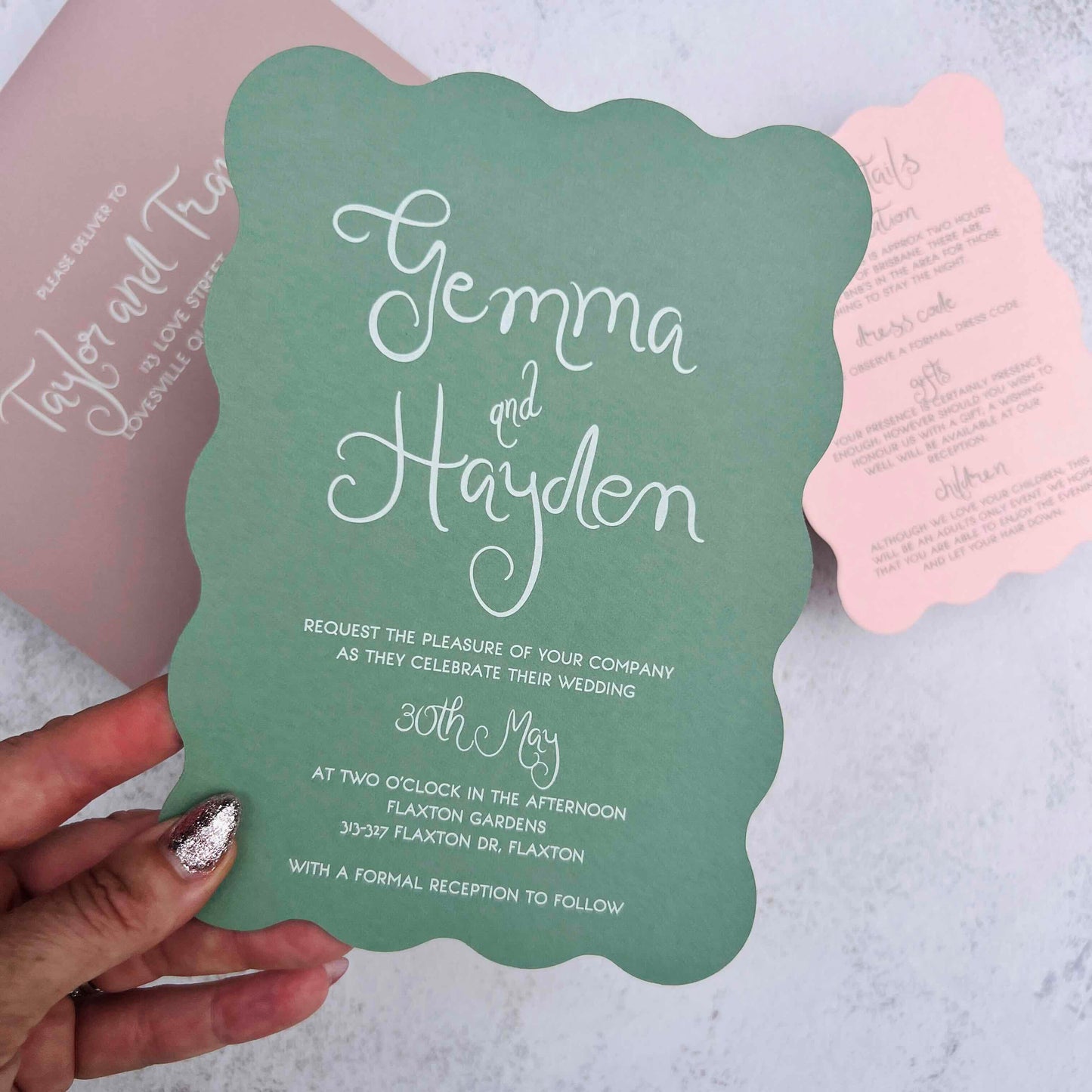 Playful Wavy Wedding Invitation Set