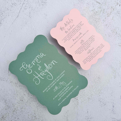 Playful Wavy Wedding Invitation Set