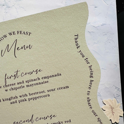 Whitsunday Wavy Menu with Palm Tree Place Card